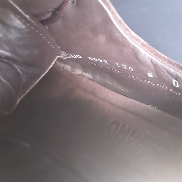 Ferragamo SZ 8D Men's Chocolate Brown Suede Derbys - Picture 14 of 15